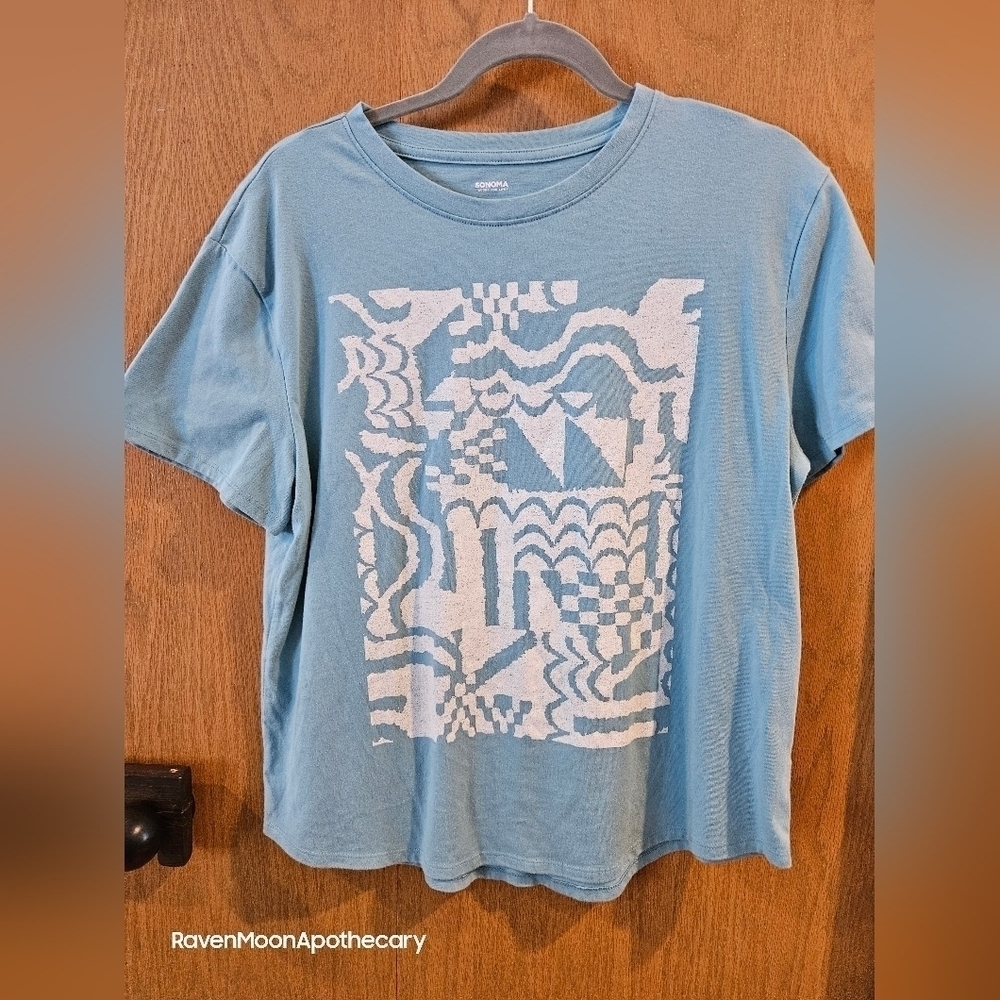 Sonoma Shirt Blue in White Print